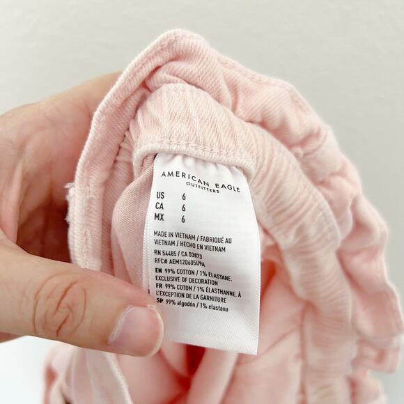 [American Eagle Outfitters] Pink High Rise Paperbag Elastic Waist Denim Shorts 6 - Picture 8 of 8